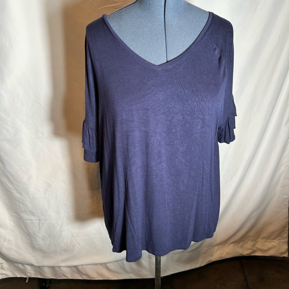Women's V-Neck Top - Navy Blue